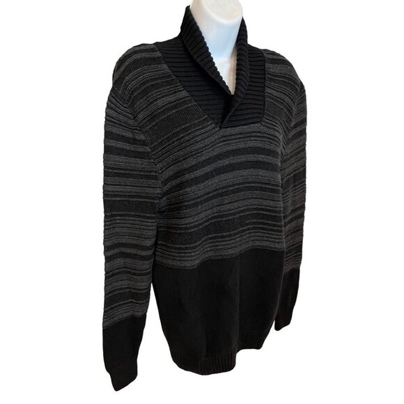 INC International Concepts Black Gray Horizontal V Turtle Neck Sz S - Picture 3 of 9